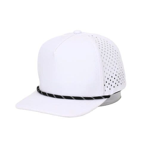 10-10 Hats white 5-panel rope kids cap, front three-quarter view